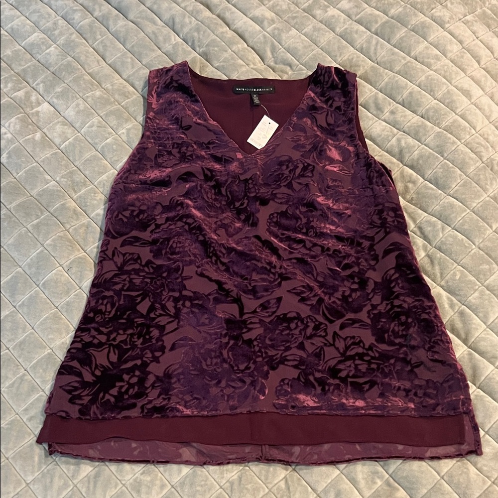 White House Black Market Deep Purple Floral Blouse